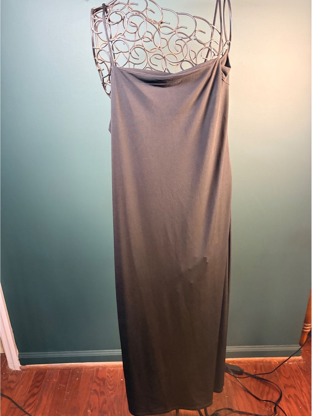 NWT Zara Black Cowl Neck Satin Midi Slip Dress Size L